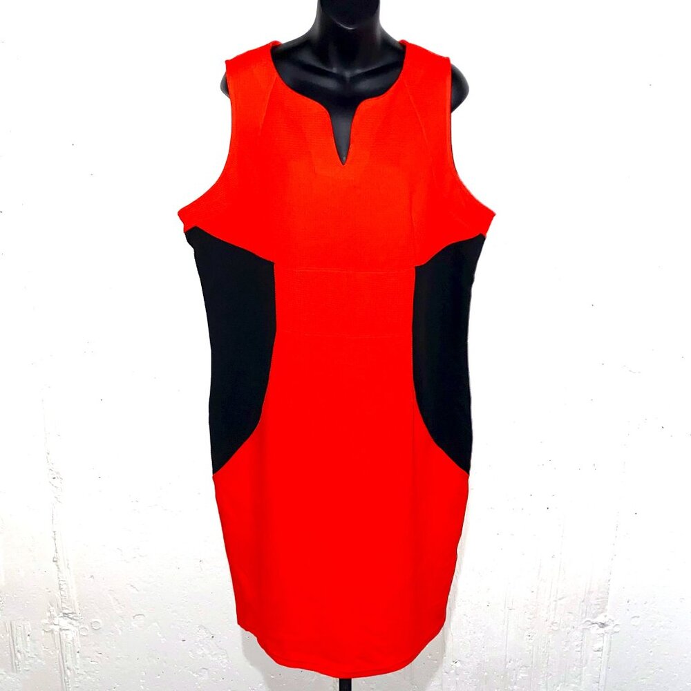 Rouge Collection Size 4X Red & Black Body Con Dress